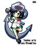  anchor black_hair character_name copyright_name green_eyes hat hishaku murasa_minamitsu neckerchief sailor sailor_collar sailor_hat short_hair smile solo takasegawa_yui touhou 