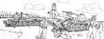  2014 ak-47 aks-47 anthro bear breasts canine cannon cat feline female gun line_art mammal panzerschreckleopard ranged_weapon shading siberian_husky soviet tank weapon wolf 