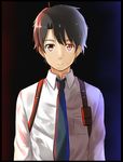  aldnoah.zero artificial_eye brown_hair dress_shirt highres isshiki_(ffmania7) kaizuka_inaho male_focus necktie red_eyes shirt solo 