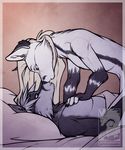  anthro ayu bed canine couple duo fox fur gay grey_fur hyldegarde japandragon kissing male mammal nude on_bed romantic white_fur wolf 
