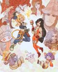  1other 4girls 5boys adelbert_steiner alex_fxk amarant_coral beard beatrix_(ff9) belt black_choker black_hair black_mage_(final_fantasy) blonde_hair blue_coat blue_pants blue_vest blue_wrist_cuffs bodysuit boots bow breasts brown_belt brown_eyes brown_hair burmecian cat_tail chef_hat choker closed_mouth coat commentary_request creature cropped_vest crystal crystal_(ff9) curly_hair dagger dreadlocks earrings eiko_carol eyepatch facial_hair feather_hair_ornament feathers final_fantasy final_fantasy_ix fingernails freya_crescent full_body garnet_til_alexandros_xvii gloves gold_trim grey_boots grey_gloves grey_hair hair_between_eyes hair_bow hair_ornament hair_over_eyes hairclip hand_on_own_chest hand_to_own_mouth hands_on_headwear hat helmet highres holding holding_dagger holding_knife holding_staff holding_weapon hoop_earrings horns jewelry juliet_sleeves knife kuja long_fingernails long_hair long_sleeves low-tied_long_hair low_ponytail mage_masher medium_breasts mini_wings mog_(ff9) moogle mouse_girl multiple_boys multiple_girls one_eye_closed open_mouth orange_bodysuit overalls pants parted_bangs pendant ponytail puffy_sleeves purple_hair quina_quen red_boots red_coat red_gloves red_hair red_helmet red_shirt shirt single_horn sleeveless sleeveless_shirt smile staff striped_clothes striped_pants tail thigh_strap tongue tongue_out upper_body vest vivi_ornitier weapon white_shirt winged_helmet wings wizard_hat wrist_cuffs yellow_bow yellow_eyes yellow_overalls zidane_tribal 
