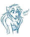  anthro breasts canine chest_tuft clothing cute derp ears_down female fur hair keidran mammal raine_(twokinds) reaction_image sketch solo tom_fischbach tongue tube_top tuft twokinds wolf 