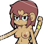  breasts brown_hair brown_nipples chd female hair mammal monkey navel nipples primate solo string 