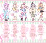  5girls :d ;d absurdres adjusting_eyewear amekaji_gyaru american_flag american_flag_print backwards_hat badge bag balloon belt belt_charm big_hair black_hairband black_shoes black_skirt blonde_hair blue_bow blue_eyes blue_hair blue_jacket blue_overalls blue_pants blue_shirt blue_skirt blush boots bow bow_hairband brown_hair brown_shoes button_badge cardigan cellphone charm_(object) chinese_commentary chinese_text commentary_request covering_own_mouth crop_top denim earrings eyewear_on_head fairy_kei fashion flag_print flip_phone flower full_body glasses green_bow green_skirt gyaru gyaru_makeup gyaru_v hair_bow hair_bun hair_flower hair_ornament hairband handbag hat headphones headphones_around_neck heart heart-shaped_eyewear hibiscus highres holding holding_wand hood hoodie hoop_earrings information_sheet jacket jeans jewelry letterman_jacket long_hair long_skirt long_sleeves looking_at_viewer low_twintails makeup manba_gyaru medium_hair migulu multiple_girls one_eye_closed open_cardigan open_clothes open_jacket original overalls pants phone pink-framed_eyewear pink_bag pink_bow pink_flower pink_hair pink_hat pink_hoodie pink_shoes pink_skirt pink_socks plaid_clothes plaid_skirt polka_dot polka_dot_hoodie ponytail print_shirt quilted_bag shirt shoes short_hair single_hair_bun skirt smile sneakers socks standing star_(symbol) star_print striped_clothes striped_skirt stuffed_animal stuffed_toy sunglasses swept_bangs tan teddy_bear tied_shirt topknot tote_bag translation_request twintails v variant_set vertical-striped_clothes vertical-striped_skirt wand wavy_hair white_belt white_boots white_eyeshadow white_shirt white_shoes white_socks yellow_cardigan yellow_shoes yume_kawaii 