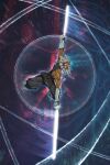  1girl absurdres ahsoka_tano alien blank_eyes dark-skinned_female dark_skin dual_wielding energy_sword highres holding holding_sword holding_weapon lightsaber minh_pham muscular muscular_female solo star_wars star_wars:_ahsoka sword togruta weapon white_lightsaber 