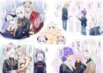  ... 3boys ? androgynous anger_vein asfeld_academy_school_uniform azbar_(dragon_quest) black_bodysuit black_horns blonde_hair blue_eyes blue_hair blue_pants blush_stickers bodysuit book cape colored_skin commentary_request demon_boy dragon_quest dragon_quest_x fingernails gradient_horns hero_(dq10) high_collar highres horns jealous long_fingernails long_hair love_triangle male_focus multicolored_horns multiple_boys multiple_views oc_x_canon official_alternate_costume open_book open_mouth pants pen pink_skin plaid_clothes plaid_pants pointy_ears ponytail princehiiro red_cape red_eyes red_horns risoru_(dq10) school_uniform sharp_fingernails short_hair single_blush_sticker sleeping speech_bubble spoken_ellipsis transformation translation_request white_hair yaoi 