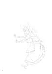  1girl absurdres apron from_side greyscale hat highres juliet_sleeves kawayabug kirisame_marisa long_hair long_sleeves monochrome open_mouth page_number puffy_sleeves running shirt skirt solo third-party_source touhou translation_request vest waist_apron witch_hat 