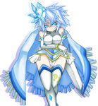  absurdres blue_eyes blue_hair boots breasts duel_monster elf gloves highres ice looking_at_viewer medium_breasts number_21_frozen_lady_justice pointy_ears solo spirit-edge sword thigh_boots thighhighs weapon yuu-gi-ou yuu-gi-ou_zexal 