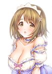  bad_id bad_pixiv_id bare_shoulders blush breasts brown_eyes brown_hair cleavage flower_ornament hair_ornament idolmaster idolmaster_cinderella_girls large_breasts melty_sweet_(idolmaster) mimura_kanako open_mouth ribbon short_hair takahata_yuki 