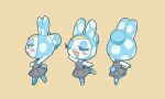  1girl animal_crossing animal_nose ballerina ballet_slippers black_dress blonde_hair blue_eyeshadow blue_fur commentary dot_nose dress eyeshadow francine_(animal_crossing) furry furry_female hair_bun kopa_nishikida makeup polka_dot rabbit_girl simple_background slippers tutu white_slippers yellow_background 