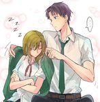  1girl ascot blonde_hair couple gekkan_shoujo_nozaki-kun hetero necktie purple_hair seo_yuzuki wakamatsu_hirotaka warable 