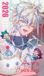  >_< 1other 2boys alluka_zoldyck blue_eyes blue_shirt blush cake chibi commentary_request corrupted_twitter_file dated english_text eyelashes fang food fork gon_freecss gong_0777 grey_hair hair_between_eyes happy_birthday highres hunter_x_hunter killua_zoldyck korean_commentary layered_sleeves long_sleeves male_focus multiple_boys one_eye_closed open_mouth ribbon shirt short_over_long_sleeves short_sleeves solo_focus tongue tongue_out upper_body white_shirt 