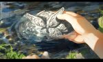  1girl absurdres arc_pic butterfly_hair_ornament caustics cleaning commentary_request female_pov fern_(sousou_no_frieren) hair_ornament highres letterboxed object_focus out_of_frame outdoors pov pov_hands solo sousou_no_frieren unworn_hair_ornament water 