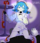  1boy 1girl antique_phone aqua_eyes aqua_hair beret black_gloves black_panties black_shirt chromatic_aberration closed_mouth clothing_aside colored_eyelashes colored_pussy commentary_request cowgirl_position cum cum_in_pussy earrings femdom gloves grey_pants hand_up hat hatsune_miku hetero highres holding holding_phone jacket jewelry long_sleeves looking_at_viewer midriff motion_lines navel panties panties_aside pants phone pov pov_hands rape rotary_phone sex shirt short_twintails skirt sleeves_past_fingers sleeves_past_wrists smile stool straddling super_moje sweat table twintails underwear vhs_artifacts vocaloid white_hat white_jacket white_skirt wonder_(vocaloid) 