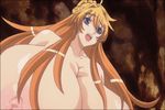  1girl animated animated_gif areolae blonde_hair blue_eyes bounce bouncing_breasts breasts buta_no_gotoki_sanzoku_ni_torawarete_shojo_o_ubawareru_kyonyuu_himekishi_&amp;_onna_senshi:_zettai_chinpo_nanka_ni_maketari_shinai!!_the_animation curvy erect_nipples erectlip gigantic_breasts henrietta_(buta_no_gotoki) lactation long_hair milk muscle nipples nude open_mouth princess 