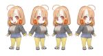  1girl :< :d ahoge blue_shorts blush breasts carne_lian chibi closed_mouth commentary_request cropped_jacket eyelashes fang fang_out fingerless_gloves frown full_body gloves grey_jacket grey_shirt headphones headphones_around_neck high-waist_shorts highres indie_virtual_youtuber jacket jun_(navigavi) large_breasts looking_at_viewer medium_hair multiple_expressions nose_shade orange_hair pantyhose raised_eyebrows red_eyes shirt shoes short_eyebrows short_shorts shorts simple_background smile sneakers standing tearing_up teeth turtleneck turtleneck_shirt upper_teeth_only virtual_youtuber wavy_mouth white_background white_shoes worried yellow_gloves yellow_pantyhose 