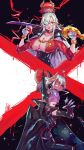  1girl absurdres alcohol black_bodysuit black_cape black_gloves black_skirt bodysuit boutsoftheblind breasts cape choker claws cleavage commentary corset cup drinking_glass elbow_gloves general_geega glasses gloves grey_hair hair_over_one_eye helmet highres holding holding_sword holding_weapon indie_virtual_youtuber large_breasts long_hair looking_at_viewer pointy_ears red_eyes red_shirt round_eyewear shirt skirt socks_agency space_helmet sword tongue tongue_out virtual_youtuber weapon white_gloves wine wine_glass zentreya zentreya_(cyborg) zentreya_(cyborg)_(regal) 