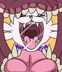 bodily_fluids collar drooling eeveelution espeon fur generation_2_pokemon gyrotech hi_res mirror mouth_shot nintendo open_mouth pink_body pink_fur pokemon pokemon_(species) purple_eyes reverse_mawshot saliva seichi sharp_teeth solo teeth tongue