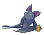  berry_(pokemon) fangs food holding holding_food kpgametarou no_eyes no_humans pokemon pokemon_(creature) pokemon_focus simple_background sitrus_berry white_background zubat 