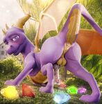 3d_(artwork) absurd_res activision after_sex anus balls big_butt bodily_fluids butt cum cum_in_ass cum_inside digital_media_(artwork) dragon erection feral gem genital_fluids genitals hi_res lill_esp looking_at_viewer looking_back male mythological_creature mythological_scalie mythology nude outside penis presenting scalie solo spyro spyro_the_dragon tail widescreen wings