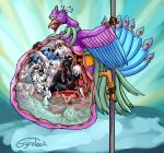 abdominal_bulge absurd_res anthro anthro_pred ashen_(theashenkobold) avian belly big_belly bird bodily_fluids clothing collar corvid corvus_(genus) dancing dragon dress feathered_crest feathered_wings feathers felid female female_prey feral galliform gyro_feather gyrotech head_crest hi_res huge_belly hyper hyper_belly internal ivory_tiger_(ebony) kobold male male_pred male_prey mammal melty_digestion multiple_prey mythological_creature mythological_scalie mythology organs oscine pantherine passerine peafowl phasianid pole pole_dancing raven scalie scarf stomach stomach_acid tiger vore winged_arms wings