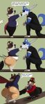 2026 absurd_res angry anthro arthur_higgles big_butt black_bottomwear black_clothing black_eyes black_nose black_pants black_sclera black_shirt black_t-shirt black_topwear blue_body blue_ears blue_fur blue_tail blush blush_lines bottomless bottomwear brown_body brown_ears brown_facial_hair brown_fur brown_hair brown_mustache brown_tail butt butt_markings canid canine canis cape ceremony clothed clothing coat colossalstars comic cross-popping_vein crouching crown digital_media_(artwork) domestic_dog english_text exclamation_point eyewear facial_hair fangs father_(lore) father_and_child_(lore) father_and_son_(lore) fist fur grey_body grey_clothing grey_fur grey_hair grey_shirt grey_t-shirt grey_topwear group hair headgear heart_(marking) heart_symbol herding_dog hi_res holding_clothing holding_melee_weapon holding_object holding_sword holding_weapon king kneeling male mammal markings melee_weapon multicolored_body multicolored_fur multicolored_hair mustache obese obese_anthro obese_male overweight overweight_anthro overweight_male pants parent_(lore) parent_and_child_(lore) parent_and_son_(lore) partially_clothed pastoral_dog prince purple_clothing purple_coat purple_topwear raised_fist raised_hand rear_view red_cape red_clothing richard_higgles royalty running sharp_teeth shirt short_tail shortstack shortstack_male side_view skateboard skating son_(lore) sunglasses surprised sword t-shirt tail tan_body tan_fur teeth text thick_thighs three-quarter_view tongue tongue_out topwear torn_clothing trio two_tone_body two_tone_fur two_tone_hair vehicle weapon welsh_corgi white_clothing white_eyes white_shirt white_topwear