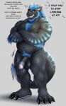 2024 4_toes abdominal_scar absurd_res anthro arm_markings arm_tuft balls bar_emanata bared_teeth beard belly big_balls big_penis biped black_balls black_body black_claws black_eyebrows black_horn black_penis black_scales black_tattoo black_toe_claws blind_eye blue_beard blue_facial_hair blue_mane blue_markings blue_pubes blue_stripes chest_scar chest_tuft claws clenched_teeth closed_frown crotch_tuft dated dialogue dragon elbow_tuft emanata english_text eyebrows facial_hair fangs feet flaccid flesh_fang foreskin front_view frown full-length_portrait genitals glans grey_background grey_glans hi_res horn humanoid_genitalia humanoid_penis leg_markings leg_scar leg_tattoo looking_up male male_anthro mane markings mouth_closed musclegut muscular muscular_anthro muscular_male mythological_creature mythological_scalie mythology navel neck_markings non-mammal_balls nude_anthro nude_male oblivious offscreen_character penis plantigrade pointed_tail portrait pubes purple_eyes question_mark retracted_foreskin scales scalie scar sharp_teeth shoulder_markings signature simple_background slightly_chubby slightly_chubby_anthro slightly_chubby_male solo spiked_tail spikes spikes_(anatomy) standing striped_markings striped_tail stripes tail tail_markings talking_to_another tattoo teeth text thergderg toe_claws toes tuft vein veiny_penis ventral_scales zorin_(chris_the_paintmancer)