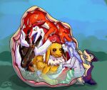 absurd_res anthro anthro_prey bear belly big_belly blitz_(gyro) bodily_fluids charmeleon countershading eeveelution female female_prey feral feral_pred feral_prey fur generation_1_pokemon generation_2_pokemon gwen_greenears gyrotech hi_res huge_belly hyper hyper_belly internal jolteon lagomorph leporid licking licking_lips male male_pred male_prey mammal mottled mottled_body mottled_fur multiple_prey nintendo organs pokemon pokemon_(species) purple_body purple_fur quilava rabbit sergal stomach stomach_acid tan_body tan_fur tongue tongue_out vore