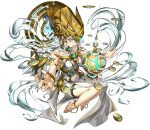  1girl absurdres anonymous_(yu-gi-oh!) armlet bare_shoulders breasts closed_mouth collarbone crown dress duel_monster fingernails foot_jewelry game_asset gold_armlet gold_crown gold_nails hair_between_eyes halo halo_behind_head halter_dress halterneck highres jewelry long_hair looking_at_viewer medium_breasts nail_polish non-web_source official_art orb phara_the_primordial_goddess self-datamine sidelocks solo stitched thigh_strap thighlet third-party_edit transparent_background very_long_hair white_dress white_hair yu-gi-oh! yu-gi-oh!_master_duel 