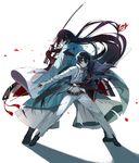  black_hair hanokage highres horikawa_kunihiro izumi-no-kami_kanesada japanese_clothes katana long_hair male_focus multiple_boys sword touken_ranbu very_long_hair weapon 