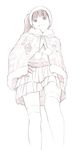  monochrome original side_ponytail sketch skirt solo traditional_media yoshitomi_akihito 