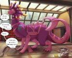  2026 alexander_(drag'n_wash) artist_logo artist_name claws colored dialogue digital_drawing_(artwork) digital_media_(artwork) digital_painting_(artwork) drag'n_wash dragon english_text feral fin full-length_portrait gator_dragon_games green_eyes hatwolf hi_res larger_feral larger_male logo male male_feral mythological_creature mythological_scalie mythology painting_(artwork) portrait purple_body purple_scales scales scalie shaded signature size_difference solo speech_bubble standing tail text thick_thighs 