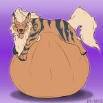 1:1 absurd_res arcanine belly canid feral fluffy fluffy_tail generation_1_pokemon hi_res inflatable inflation male mammal nintendo overweight pierce pierce_(pierce_wolf) pokemon pokemon_(species) pumex solo tail