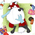 1:1 2026 abdominal_bulge absurd_res belly belly_expansion belly_grab belly_rub beverage beverage_bottle beverage_can big_belly black_body bloated blush blush_lines bottle candy canid canine cheek_tuft chips_(food) claws conhugo container cookie dessert dipstick_tail disembodied_hand eating eating_food expansion eyebrows facial_tuft feral fingers fluffy fluffy_chest fluffy_tail food fox fur ghost_hand glistening grass hair hand_on_belly hand_on_own_belly happy hi_res huge_belly hyper hyper_belly inflation inner_ear_fluff jar male mammal markings motion_lines narrowed_eyes obese on_ground one_eye_closed outside overweight overweight_feral paws petting plant ponytail red_body red_fur rubbing shaded smile soda sound_effects stuffing tail tail_markings teeth tuft weight_gain white_body wink