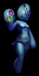  2015 anthro areola black_background breasts butt elgyem elpatrixf female green_eyes humanoid looking_at_viewer navel nintendo nipples nude plain_background pok&eacute;mon pok&eacute;morph pussy solo standing video_games 