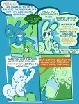 absurd_res angry anthro big_breasts blue_body blue_ears blue_fur breast_squish breasts cayenne_(vanilla_candy) comic dialogue dragon english_text european_mythology female female/female female_anthro fur green_body green_breasts green_nipples greeting happy hi_res holding_object holding_object_with_tail hybrid insult lagomorph looking_at_another mammal mythological_creature mythological_scalie mythology nipples nude nude_anthro nude_female potion potion_bottle profanity restricted_palette scalie sharp_teeth smile smoke speech_bubble squish teeth text threatening tulip_(vanilla_candy) unicorn_blood_(comic) vanilla_candy western_dragon yelling