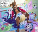 absurd_res ageplay alphabet_block anthro bdsm black_stripes bodily_fluids bondage bound brown_body brown_fur bullying canid canine canis daycare degradation diaper diaper_in_face domestic_dog dronesuit duo felid fur genital_fluids hi_res hypnosis infantilism jamrobeprom jimmyrumshot latex male male/male mammal mind_control muffled_moaning onomatopoeia pantherine plushie poster qr_code roleplay rubbing_diaper ryuu_the_tiger sound_effects spiral spiral_eyes stripes text tiger unclean_diaper urine used_diaper wet_diaper white_body white_fur