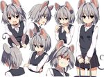  alternate_costume angry animal_ears back blush character_sheet expressions fingers_together greatmosu grey_hair highres long_sleeves looking_at_viewer mouse_ears mouse_tail nazrin open_mouth profile red_eyes shirt short_hair simple_background skirt smile sweatdrop sweater sweater_vest tail touhou white_background 