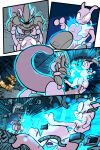 2026 2:3 4_panel_comic absurd_res ambiguous_gender anthro armor attack biped black_cape black_clothing black_eyes black_nose blue_eyes brown_body brown_fur brown_hair cape clenched_teeth clothing comic detailed_background eevee eyebrows eyelashes fluffy fluffy_tail fur generation_1_pokemon group hair hi_res inner_ear_fluff legendary_pokemon looking_at_another male_(lore) mewtwo neck_tuft nintendo page_number paws pokemon pokemon_(species) pokemon_mystery_dungeon purple_body quadruped signature sitting spike_chunsoft tail teeth toony trio tuft virmir virmir_(character) white_sclera