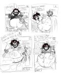 4:5 absurd_res anthro asgore_(underfell) beard belly belly_inflation big_belly bovid bulge caprine comic dialogue duo facial_hair fetal_movement goat hi_res horn huge_belly inflation jalaboy male mammal navel pregnant pregnant_male