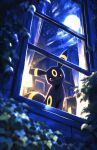 2026 ambiguous_gender black_body cloud eeveelution feral flower generation_2_pokemon hi_res iloveduckhunt lamp looking_at_viewer markings moon night nintendo plant pokemon pokemon_(species) red_eyes reflection ring_(marking) sky solo star starry_sky tail umbreon window