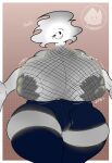 absurd_res big_breasts breasts bulge busty_boy_(lore) clothing elemental_creature elemental_humanoid fire fire_creature fishnet_clothing flam3s flames_(flam3s) hi_res huge_breasts humanoid legwear male solo tape text thick_thighs thigh_highs