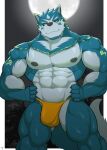 abs absurd_res anthro biceps big_muscles black_nose black_sclera border canid canine canis deltoids full_moon hi_res huge_muscles male mammal moon muscular muscular_anthro muscular_male orange_eyes pecs pupils shinobiya solo standing white_border white_pupils wolf