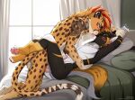 anal anal_orgasm anal_penetration animal_genitalia animal_penis anthro balls bed bodily_fluids canid canine cheetah clothing collar cum cum_in_ass cum_inside demdoq duo ejaculation emanata erection felid feline feline_genitalia feline_penis french_kissing from_front_position furniture genital_fluids genitals hands-free hi_res humanoid_genitalia humanoid_penis kissing leg_wrap leggings legwear looking_at_another lying male male/male male_penetrated male_penetrating male_penetrating_male mammal markings missionary_position motion_lines nude on_back orgasm paws penetration penile penile_penetration penis penis_in_ass sex shaking spots spotted_body tail