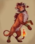 2026 absurd_res arm_cuffs beads brown_mane claws colored crab-milk cuff_(restraint) cuffs_(clothing) digital_media_(artwork) digital_painting_(artwork) fangs felid feline feral final_fantasy final_fantasy_vii fire fur gold_cuffs hi_res inner_ear_fluff light lighting male mammal mane metal_cuffs multicolored_body multicolored_fur open_mouth orange_body orange_fur painting_(artwork) pawpads paws pose red_xiii restraints shaded solo square_enix standing tail tattoo teeth tuft whisker_spots whiskers white_body white_fur yellow_eyes