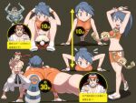  1boy 1girl :d arms_up arrow_(symbol) ball battle_girl_(pokemon) battle_girl_(pokemon_rse) bike_shorts black_belt_(pokemon) black_belt_(pokemon_xy) breasts censored character_censor commentary_request exercising fingerless_gloves geodude gloves knees long_hair machamp multiple_views muscular muscular_male navel novelty_censor open_mouth pokemon pokemon_(creature) pokemon_omega_ruby_and_alpha_sapphire push-ups ryuntack shoes sit-up smile standing teeth translation_request upper_teeth_only white_gloves white_shoes 