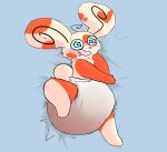 ambiguous_gender anthro bedding bedding_background blue_background blue_bedding blush blush_lines bodily_fluids clothed clothing diaper drooling eyewear featureless_feet feces feet full-length_portrait fur generation_3_pokemon glasses gloves_(marking) heart_(marking) heart_symbol heart_tongue hi_res high-angle_view knee_blush leg_markings looking_pleasured lying markings mitten_hands multicolored_body multicolored_ears multicolored_fur nintendo on_back on_bedding onesydoo_(artist) open_mouth open_smile orange_body orange_ears orange_fur orange_spots pokemon pokemon_(species) pooping portrait round_glasses round_tail saliva simple_background smile socks_(marking) soiled_diaper soiling soiling_diaper solo spinda spiral spiral_glasses spots spotted_body spotted_ears spotted_fur tail tan_body tan_ears tan_fur tan_tail two_tone_body two_tone_ears two_tone_fur unclean_diaper used_diaper using_diaper wearing_diaper wearing_glasses