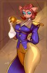 2026 absurd_res alien anthro bottomwear breasts brown_hair captain_amelia clothing disney eyebrows eyelashes felid feline felis female glistening gloves green_eyes hair hand_behind_back handwear hi_res holding_object jamoart mammal pants solo tan_body treasure_planet uniform wide_hips