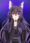  animal_ears blush breasts dress finger_to_face fox_ears frills fur_trim jewelry kurose_yuuki log_horizon long_hair long_sleeves medium_breasts mole mole_under_eye nureha purple_eyes purple_hair ring shiny shiny_hair smile solo 