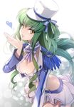  blown_kiss breasts c.c. cleavage code_geass creayus green_hair hat heart long_hair medium_breasts skirt 